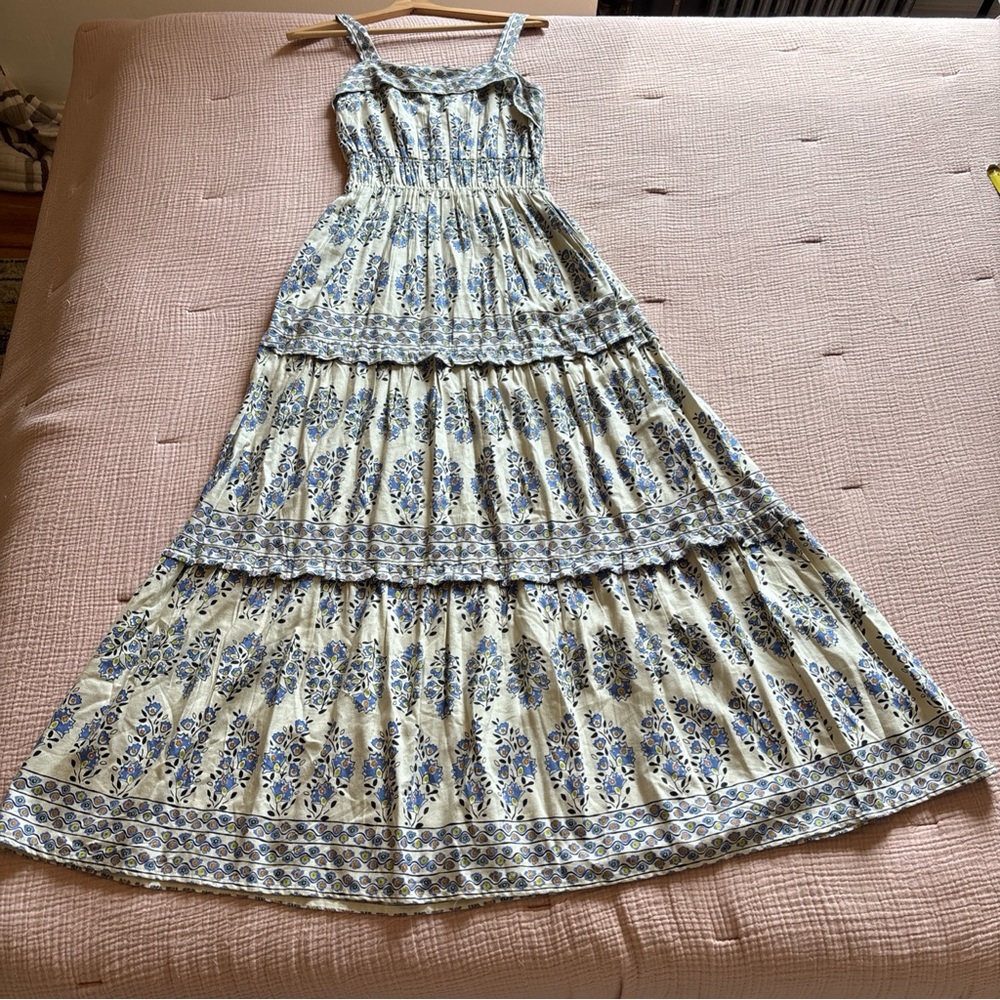 Sincerely Jules Multicolor Floral Smocked Spaghetti Strap  Summer Dress Size M